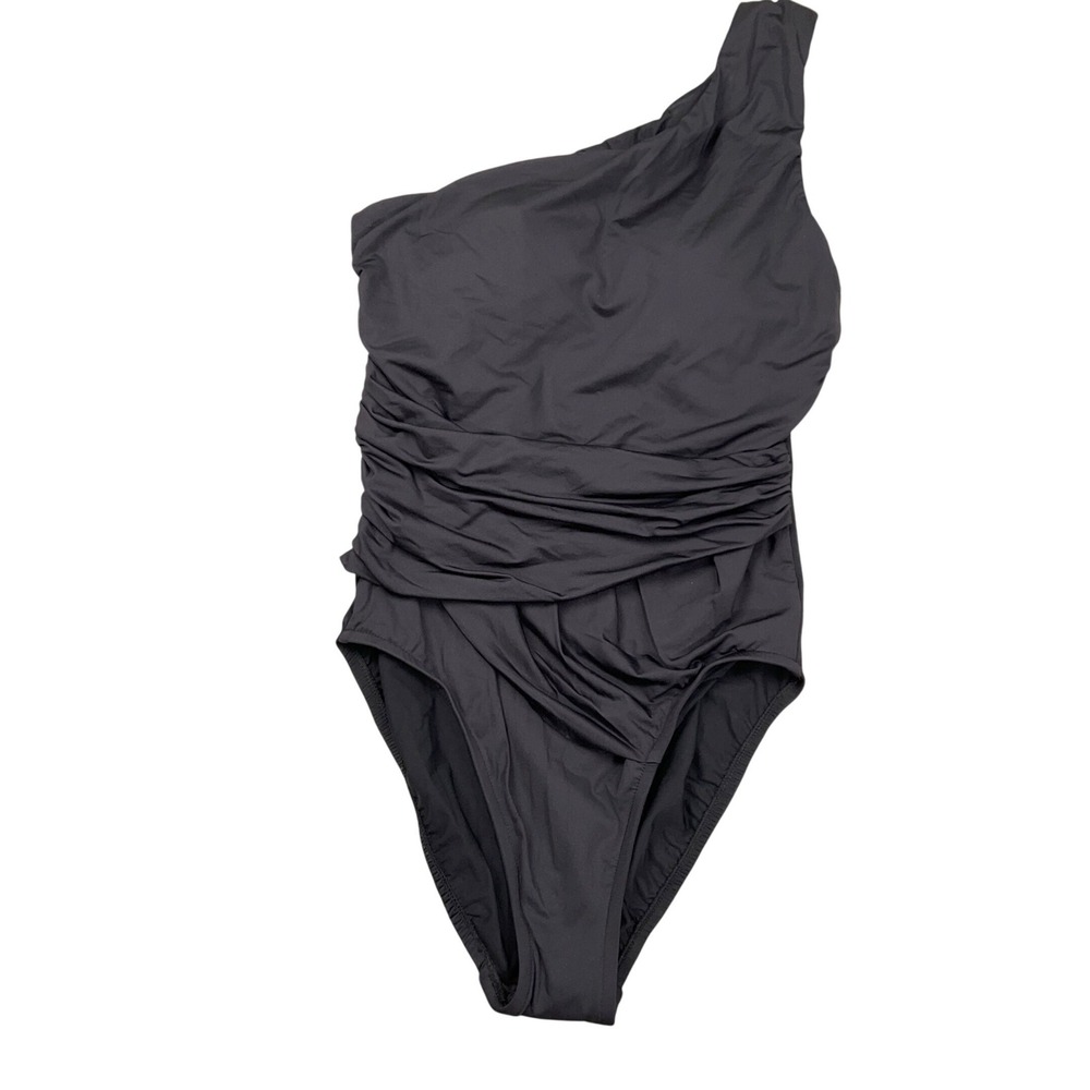 Magicsuit Swimsuit Womens 8 Black 1 Shoulder Ruched Glamour Slimming 1 Pc NEW